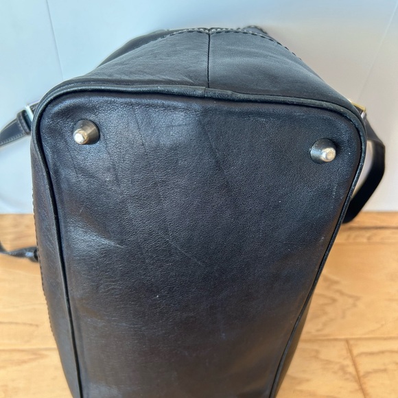 Coach Leather Carry All Satchel Shoulder Bag Black F12602 - Picture 9 of 10